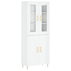vidaXL Aparador alto madera contrachapada blanco brillo 69,5x34x180 cm