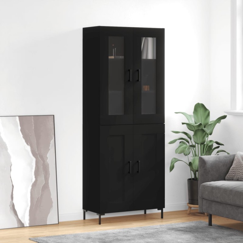 vidaXL Aparador alto madera contrachapada negro 69,5x34x180 cm vidaXL Aparador alto madera contrachapada negro 69,5x34x180 cm
