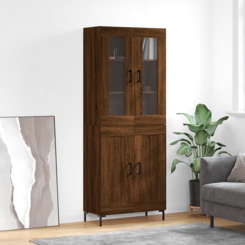 vidaXL Aparador alto madera contrachapada marrón roble 69,5x34x180 cm vidaXL Aparador alto madera contrachapada marrón roble 69,5x34x180 cm