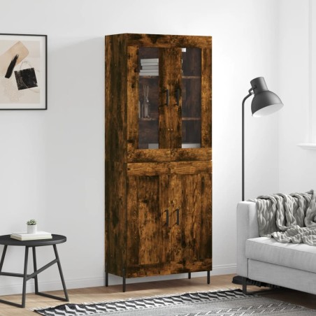 vidaXL Aparador alto madera contrachapada roble ahumado 69,5x34x180 cm