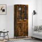 vidaXL Aparador alto madera contrachapada roble ahumado 69,5x34x180 cm