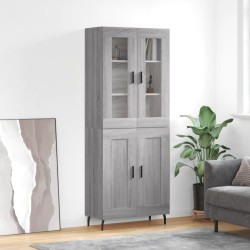vidaXL Aparador alto madera contrachapada gris sonoma 69,5x34x180 cm