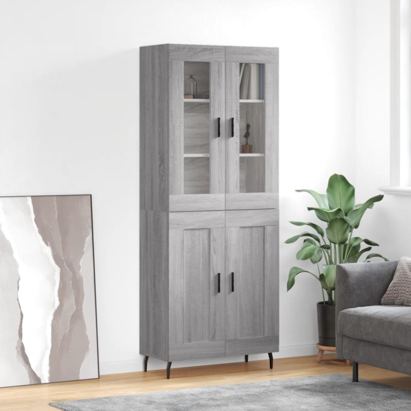 vidaXL Aparador alto madera contrachapada gris sonoma 69,5x34x180 cm vidaXL Aparador alto madera contrachapada gris sonoma 69,5x34x180 cm