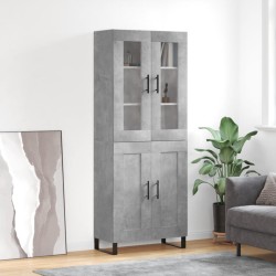 vidaXL Aparador alto madera contrachapada gris hormigón 69,5x34x180 cm