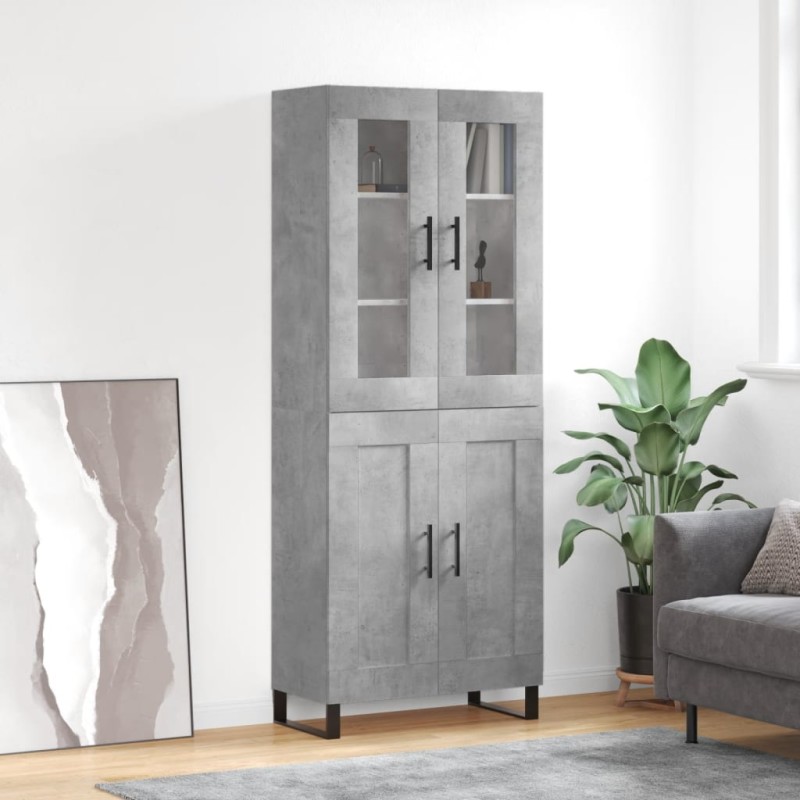 vidaXL Aparador alto madera contrachapada gris hormigón 69,5x34x180 cm vidaXL Aparador alto madera contrachapada gris hormigón 69,5x34x180 cm