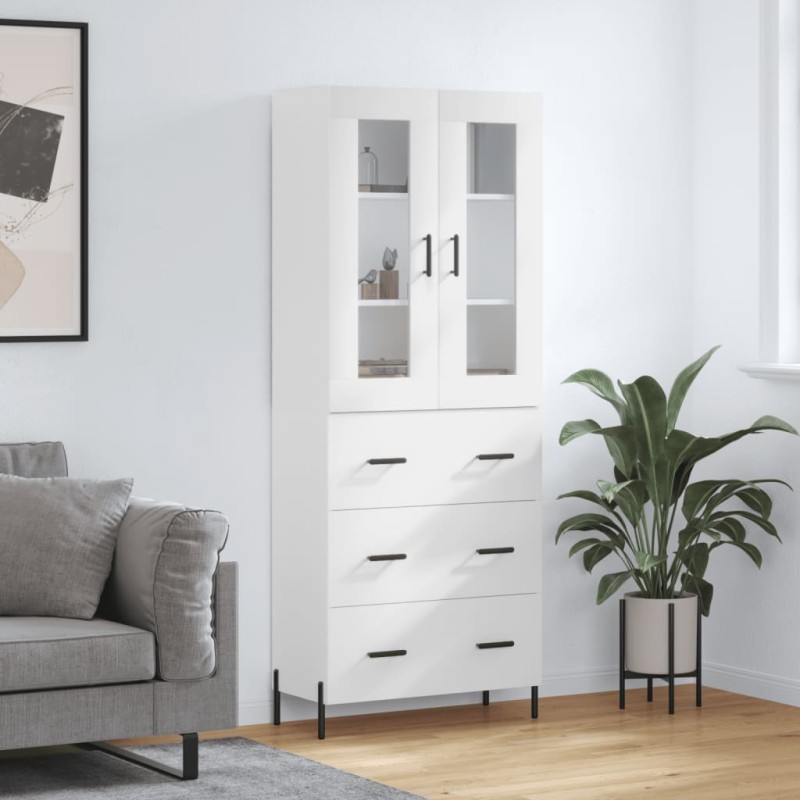 vidaXL Aparador alto madera contrachapada blanco 69,5x34x180 cm vidaXL Aparador alto madera contrachapada blanco 69,5x34x180 cm