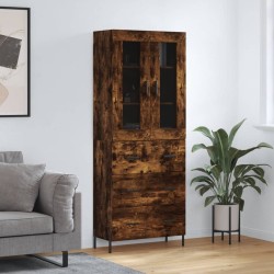 vidaXL Aparador alto madera contrachapada roble ahumado 69,5x34x180 cm