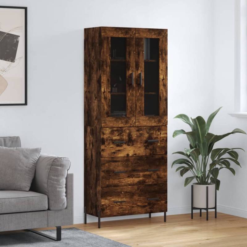 vidaXL Aparador alto madera contrachapada roble ahumado 69,5x34x180 cm vidaXL Aparador alto madera contrachapada roble ahumado 69,5x34x180 cm