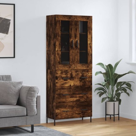 vidaXL Aparador alto madera contrachapada roble ahumado 69,5x34x180 cm