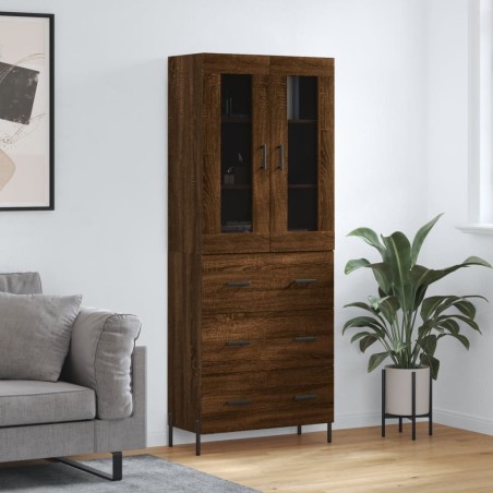 vidaXL Aparador alto madera contrachapada marrón roble 69,5x34x180 cm