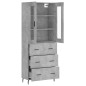 vidaXL Aparador alto madera contrachapada gris hormigón 69,5x34x180 cm vidaXL Aparador alto madera contrachapada gris hormigón 69,5x34x180 cm