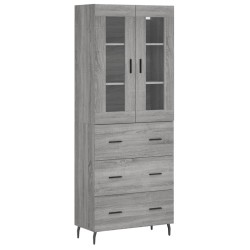 vidaXL Aparador alto madera contrachapada gris sonoma 69,5x34x180 cm