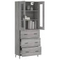 vidaXL Aparador alto madera contrachapada gris sonoma 69,5x34x180 cm