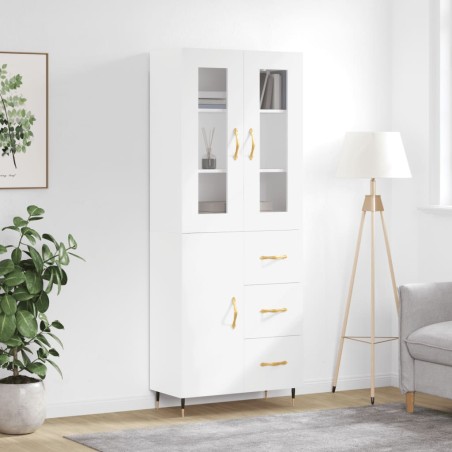 vidaXL Aparador alto madera contrachapada blanco 69,5x34x180 cm