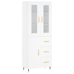 vidaXL Aparador alto madera contrachapada blanco 69,5x34x180 cm