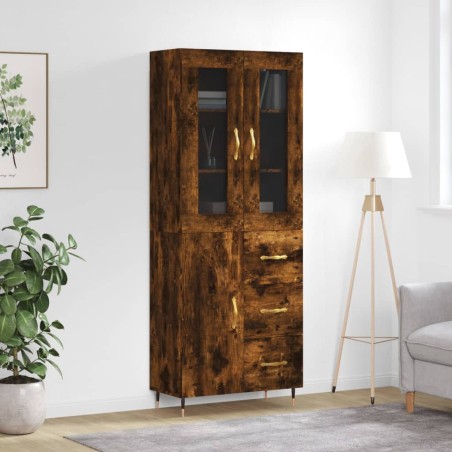 vidaXL Aparador alto madera contrachapada roble ahumado 69,5x34x180 cm