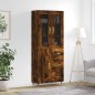 vidaXL Aparador alto madera contrachapada roble ahumado 69,5x34x180 cm