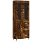 vidaXL Aparador alto madera contrachapada roble ahumado 69,5x34x180 cm