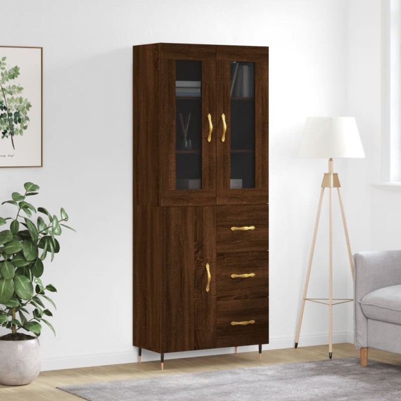 vidaXL Aparador alto madera contrachapada marrón roble 69,5x34x180 cm vidaXL Aparador alto madera contrachapada marrón roble 69,5x34x180 cm