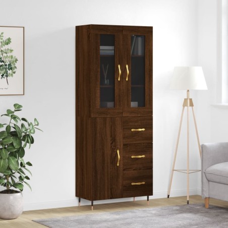 vidaXL Aparador alto madera contrachapada marrón roble 69,5x34x180 cm