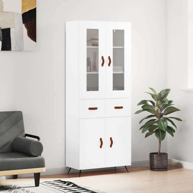 vidaXL Aparador alto madera contrachapada blanco 69,5x34x180 cm vidaXL Aparador alto madera contrachapada blanco 69,5x34x180 cm