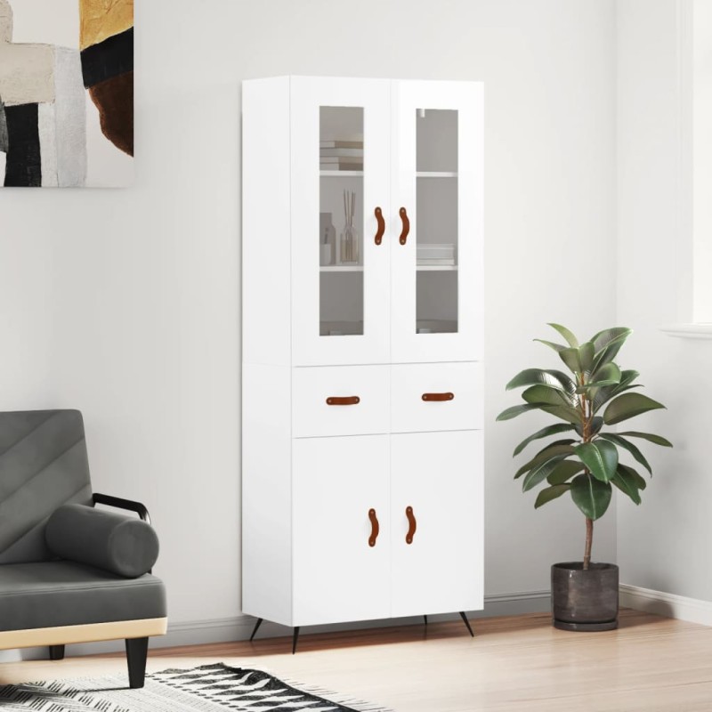 vidaXL Aparador alto madera contrachapada blanco brillo 69,5x34x180 cm vidaXL Aparador alto madera contrachapada blanco brillo 69,5x34x180 cm
