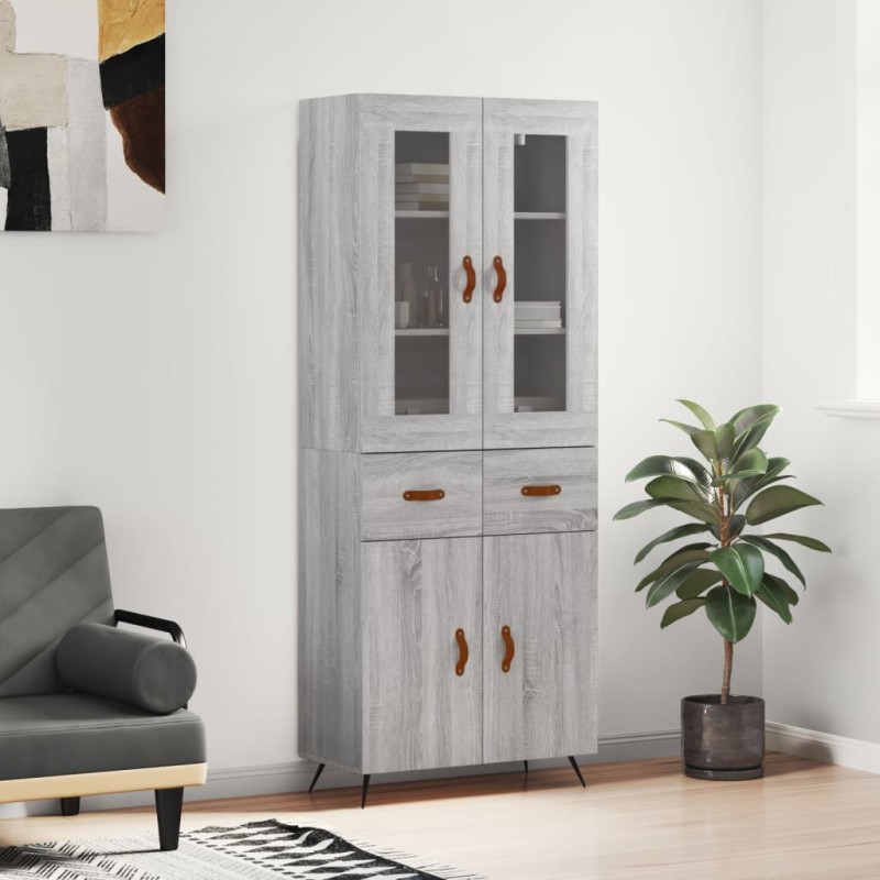 vidaXL Aparador alto madera contrachapada gris sonoma 69,5x34x180 cm vidaXL Aparador alto madera contrachapada gris sonoma 69,5x34x180 cm