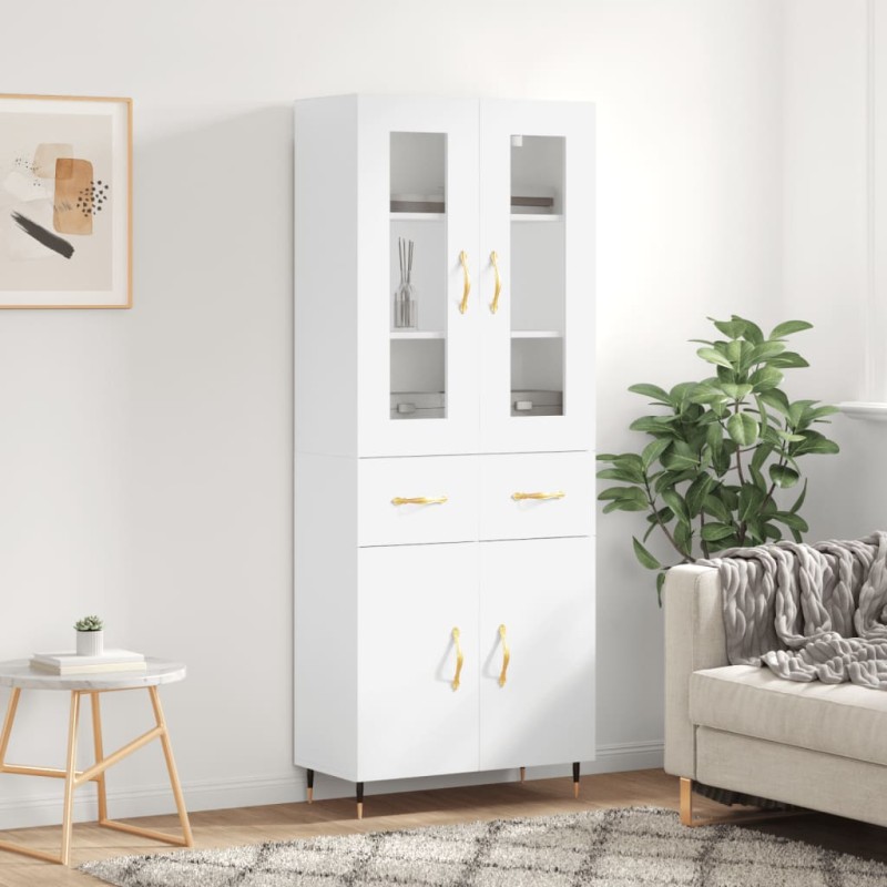 vidaXL Aparador alto madera contrachapada blanco 69,5x34x180 cm
