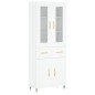 vidaXL Aparador alto madera contrachapada blanco 69,5x34x180 cm