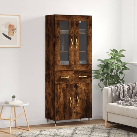 vidaXL Aparador alto madera contrachapada roble ahumado 69,5x34x180 cm