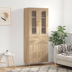 vidaXL Aparador alto madera contrachapada color roble 69,5x34x180 cm