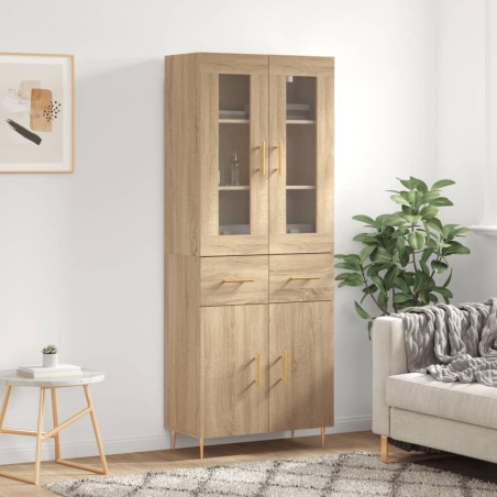 vidaXL Aparador alto madera contrachapada color roble 69,5x34x180 cm