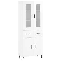 vidaXL Aparador alto madera contrachapada blanco brillo 69,5x34x180 cm