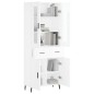vidaXL Aparador alto madera contrachapada blanco brillo 69,5x34x180 cm