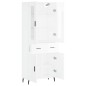 vidaXL Aparador alto madera contrachapada blanco brillo 69,5x34x180 cm