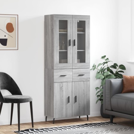 vidaXL Aparador alto madera contrachapada gris sonoma 69,5x34x180 cm