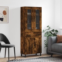 vidaXL Aparador alto madera contrachapada roble ahumado 69,5x34x180 cm