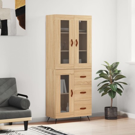 vidaXL Aparador alto madera contrachapada color roble 69,5x34x180 cm