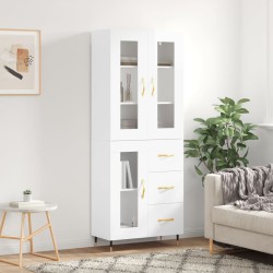 vidaXL Aparador alto madera contrachapada blanco brillo 69,5x34x180 cm