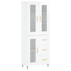 vidaXL Aparador alto madera contrachapada blanco brillo 69,5x34x180 cm