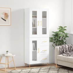vidaXL Aparador alto madera contrachapada blanco 69,5x34x180 cm