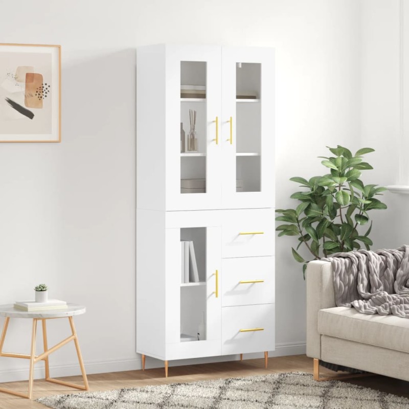 vidaXL Aparador alto madera contrachapada blanco 69,5x34x180 cm vidaXL Aparador alto madera contrachapada blanco 69,5x34x180 cm