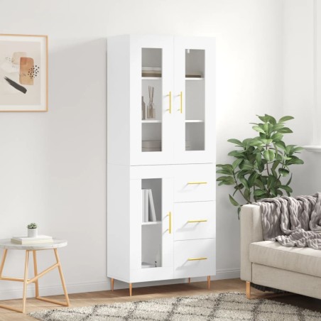 vidaXL Aparador alto madera contrachapada blanco 69,5x34x180 cm