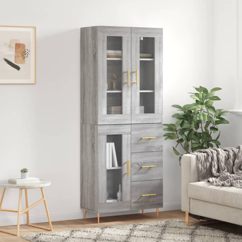 vidaXL Aparador alto madera contrachapada gris sonoma 69,5x34x180 cm vidaXL Aparador alto madera contrachapada gris sonoma 69,5x34x180 cm