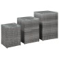 vidaXL Mesas auxiliares 3 pzas superficie vidrio ratán sintético gris vidaXL Mesas auxiliares 3 pzas superficie vidrio ratán sintético gris