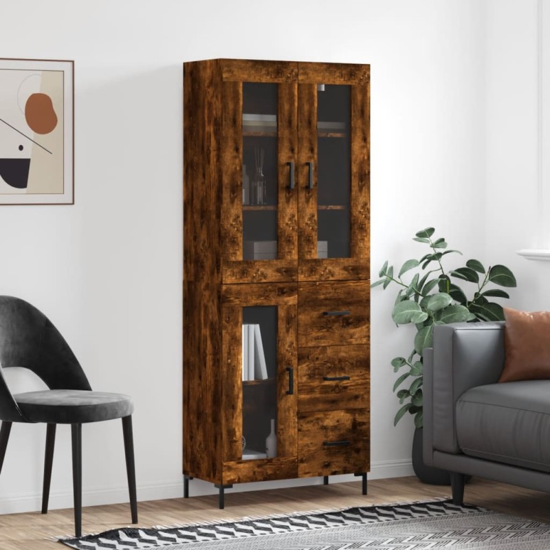 vidaXL Aparador alto madera contrachapada roble ahumado 69,5x34x180 cm vidaXL Aparador alto madera contrachapada roble ahumado 69,5x34x180 cm