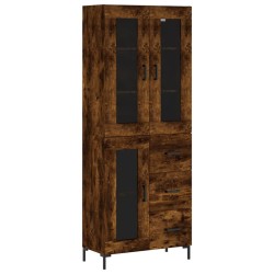 vidaXL Aparador alto madera contrachapada roble ahumado 69,5x34x180 cm