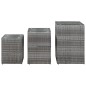 vidaXL Mesas auxiliares 3 pzas superficie vidrio ratán sintético gris vidaXL Mesas auxiliares 3 pzas superficie vidrio ratán sintético gris