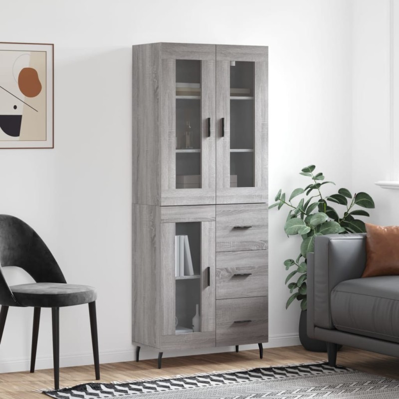 vidaXL Aparador alto madera contrachapada gris sonoma 69,5x34x180 cm vidaXL Aparador alto madera contrachapada gris sonoma 69,5x34x180 cm