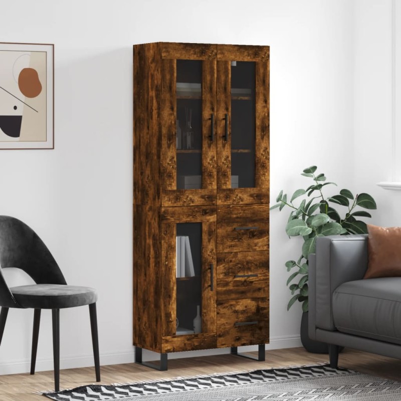 vidaXL Aparador alto madera contrachapada roble ahumado 69,5x34x180 cm vidaXL Aparador alto madera contrachapada roble ahumado 69,5x34x180 cm